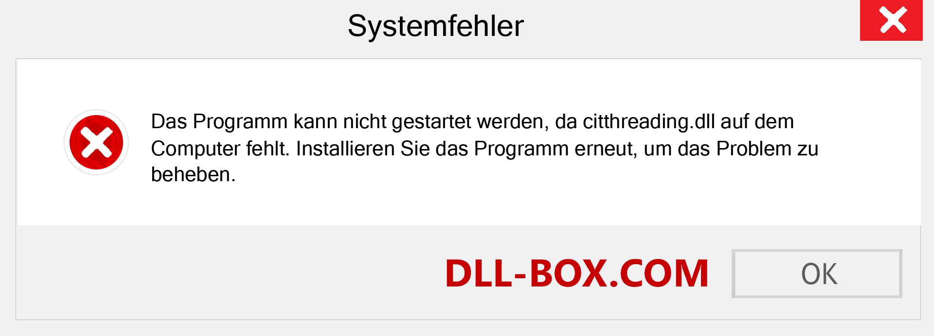 citthreading.dll-Datei fehlt?. Download für Windows 7, 8, 10 - Fix citthreading dll Missing Error unter Windows, Fotos, Bildern