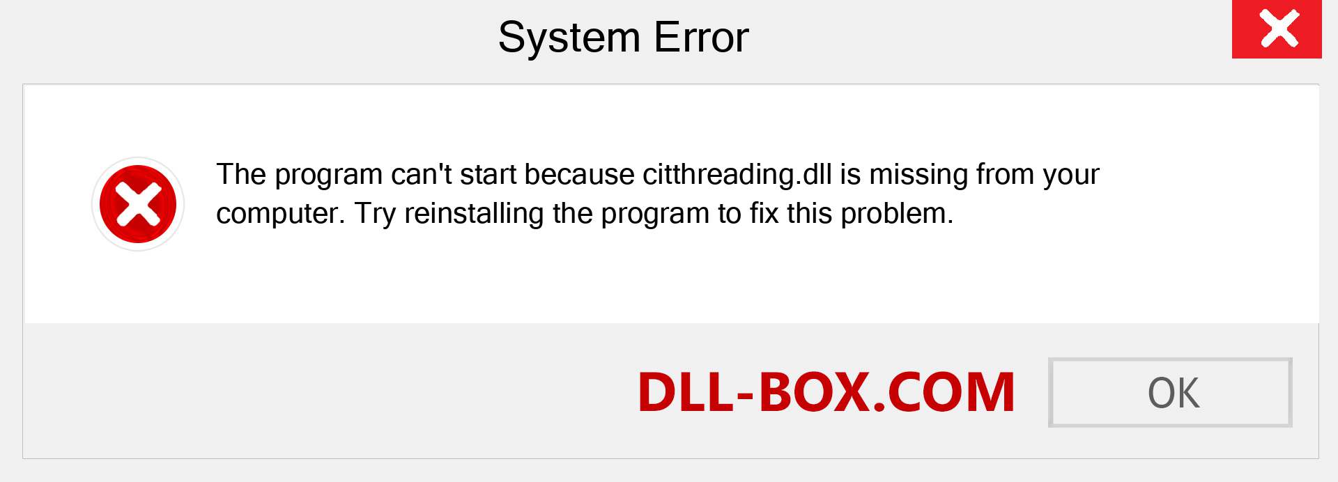  citthreading.dll file is missing?. Download for Windows 7, 8, 10 - Fix  citthreading dll Missing Error on Windows, photos, images