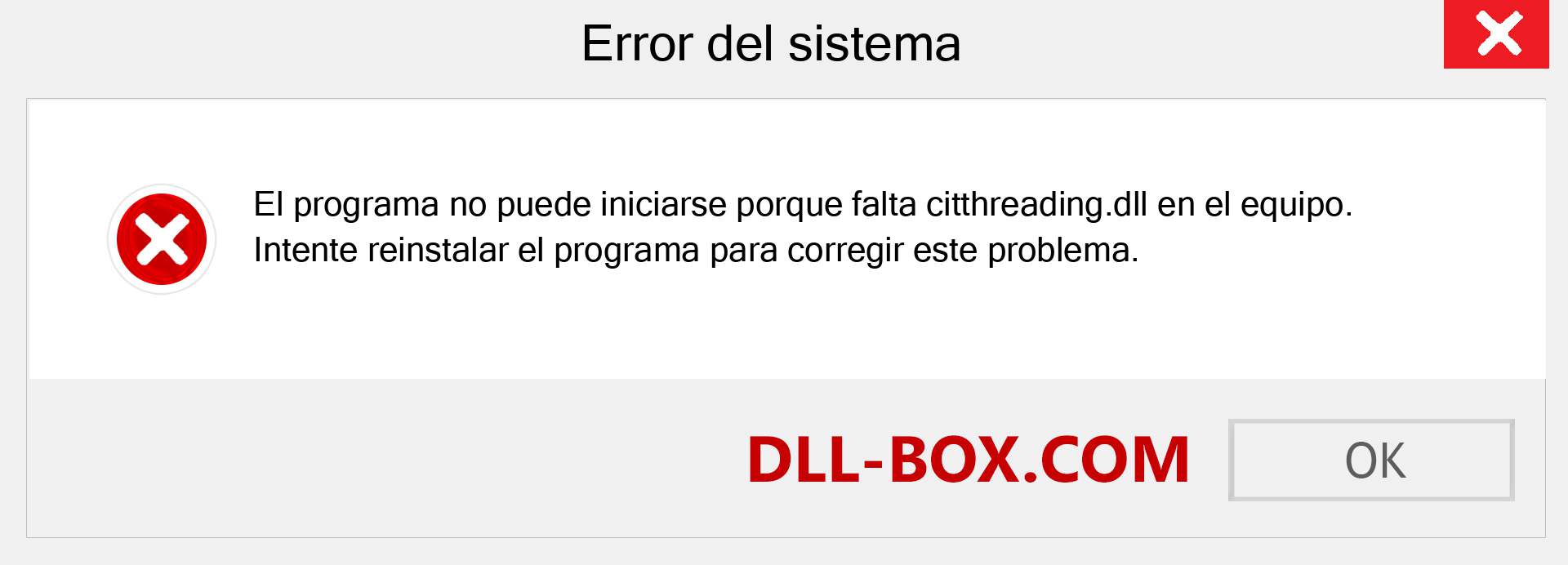 ¿Falta el archivo citthreading.dll ?. Descargar para Windows 7, 8, 10 - Corregir citthreading dll Missing Error en Windows, fotos, imágenes